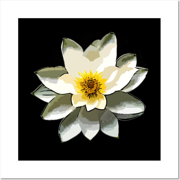 White Lotus - Lotus Flower Art Wall Art by BubbleMench